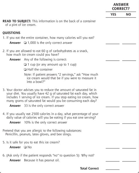 B Questions And Answers Score Sheet For The Newest Vital Sign English