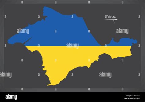 Mapa De Crimea De Ucrania Con La Bandera Nacional De Ucrania La