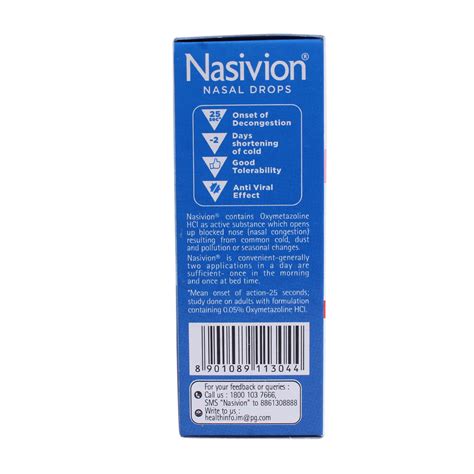 Nasivion Mini 001 Nasal Drops 10 Ml Price Uses Side Effects