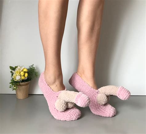 Crochet Slippers Peniscrochet Lilac Socks Dick Funny Socks Etsy