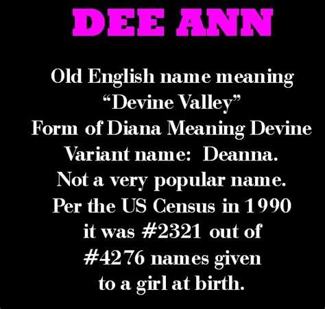 Dee Ann Old English Names Names With Meaning Words