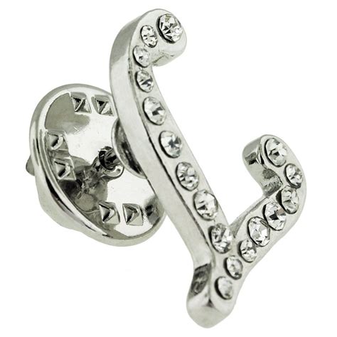 Pinmart S Silver Plated Rhinestone Alphabet Letter L Lapel Pin You Can Find More Details By