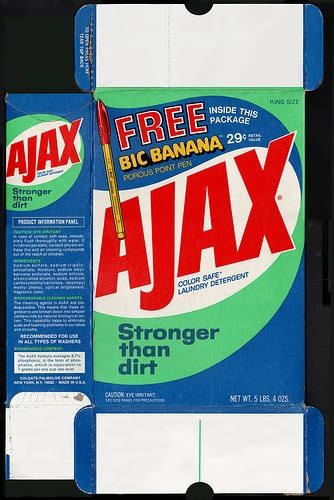 Ajax Laundry Detergent Box Front Bic Banana Pen 1970s