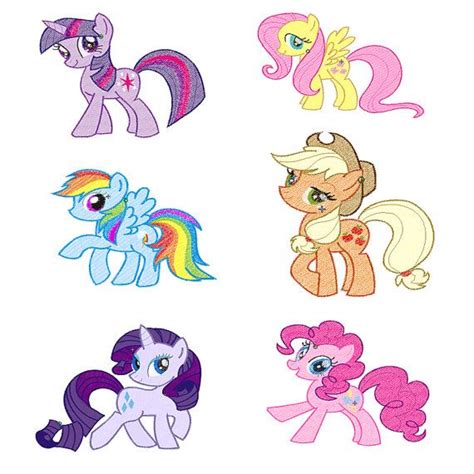 Set Of 6 My Little Pony Embroidery Design Files Pick Your Size