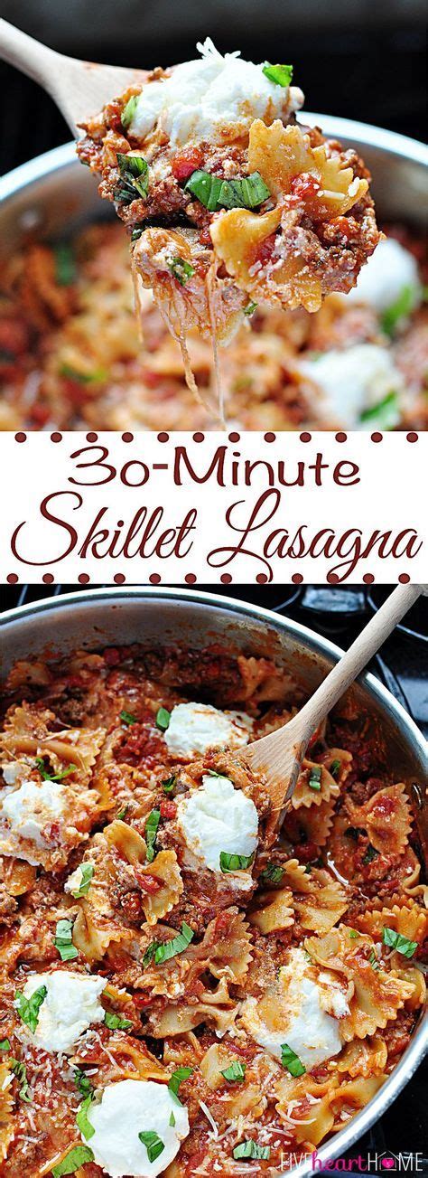 30 Minute Skillet Lasagna ~ Quick And Easy Savory And Cheesy One Pot