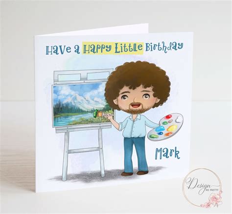 Bob Ross Birthday Card Happy Little Birthday Personalised Ebay