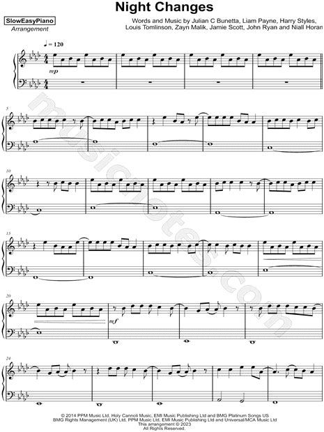 Sloweasypiano Night Changes Sheet Music Piano Solo In Ab Major