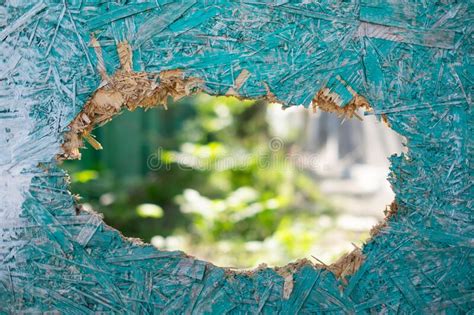 Close Up Of Old Wood Fence With A Hole Stock Image Image Of Damage
