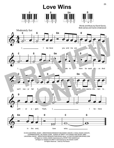 Love Wins Sheet Music Carrie Underwood Super Easy Piano