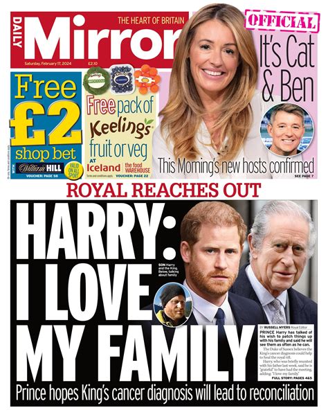 Daily Mirror Front Page Th Of February Tomorrow S Papers Today