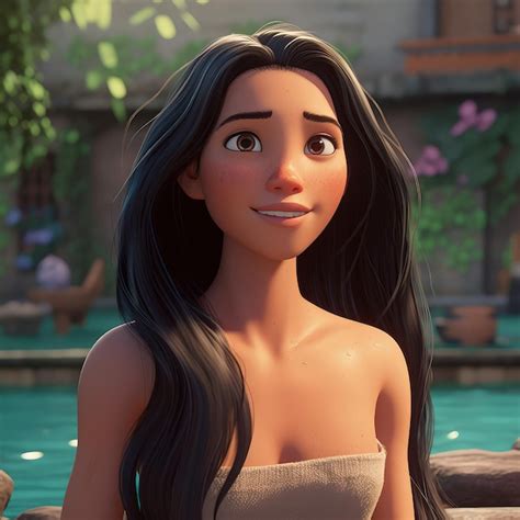 Hermosa Chica Personaje Dibujos Animados Disney O Pixar Morena Pelo Largo Ai Generativo Foto
