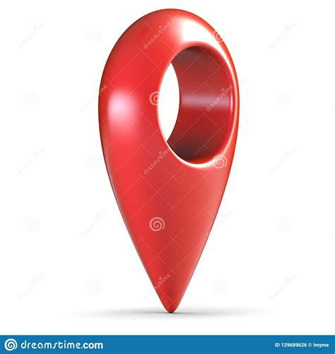 Red Glossy 3d Map Geo Pin On White Background With Shadow Stock