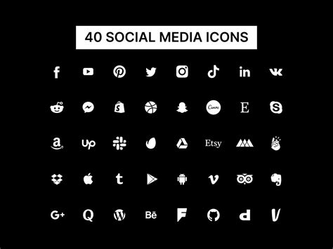 Social Media Icons White Social Media Icons Set Instant Etsy