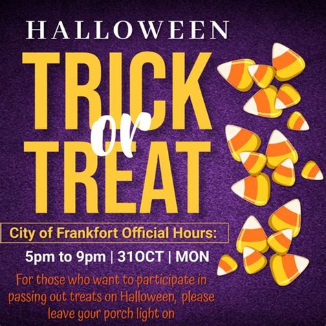 City Of Frankfort Sets Offical Trick Or Treat Hours Radio Mom