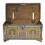 Antique Indian Hand Carved And Painted Trunk With Patina 19th Century 