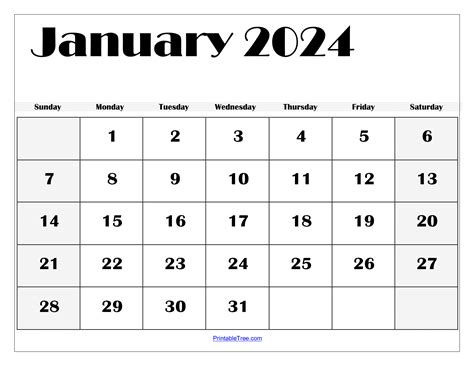 January 2024 Calendar Printable Pdf Free Tyne Alethea
