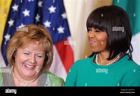 First Lady Michelle Obama R Jokes With Irish Prime Minister Enda