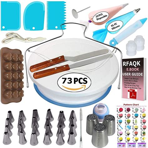 73pcs Cake Decorating Supplies Set Cake Turntable Diy Cream Cake Dessert Pastry Baking Kit For