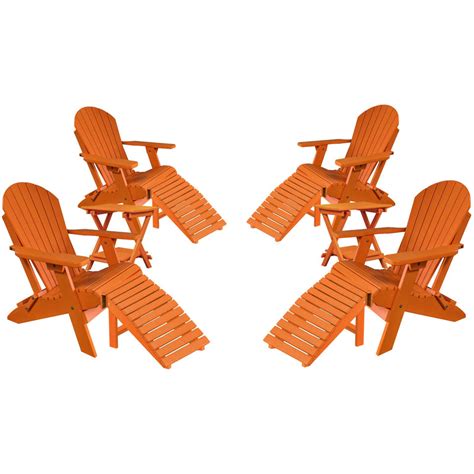 Duraweather Poly® Set Of 4 King Size Folding Adirondack Chairs 4 Fol