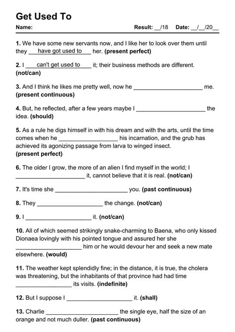 5 Printable Get Used To PDF Worksheets With Answers Grammarism