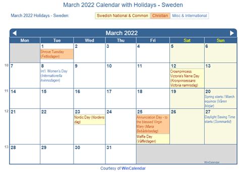 Print Friendly March 2022 Sweden Calendar For Printing