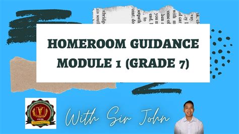 Homeroom Guidance Module For Grade Youtube