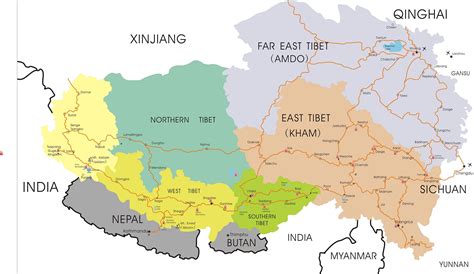 Tibet Maps — Attractions Cities And Transportation In China By