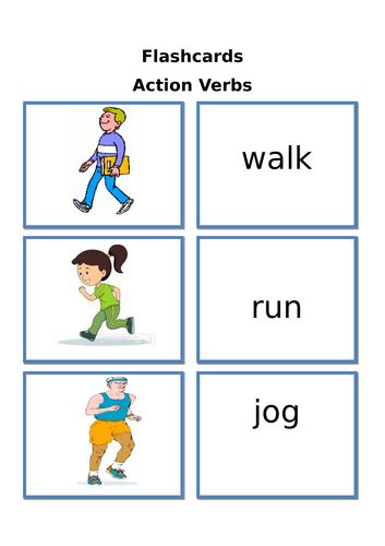 Flashcards Action Verbs Teaching Resources
