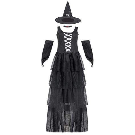Womens Wicked Witch Dress Lace Up Outfit Fancy Dress Costume For