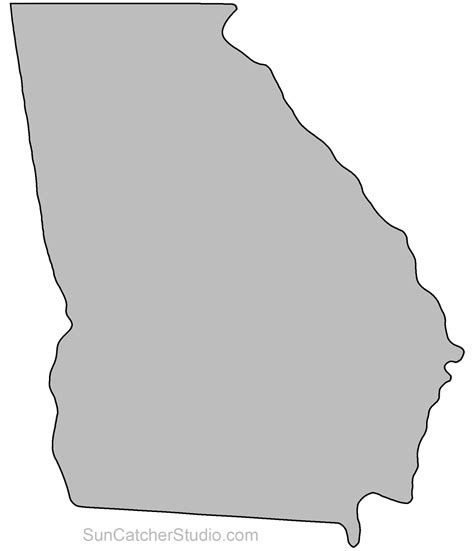 Georgia - Map Outline, Printable State, Shape, Stencil, Pattern | Georgia map, Georgia outline ...