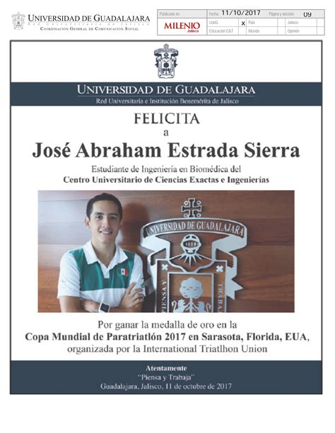 Universidad De Guadalajara Felicita A José Abraham Estrada Sierra Centro Universitario De