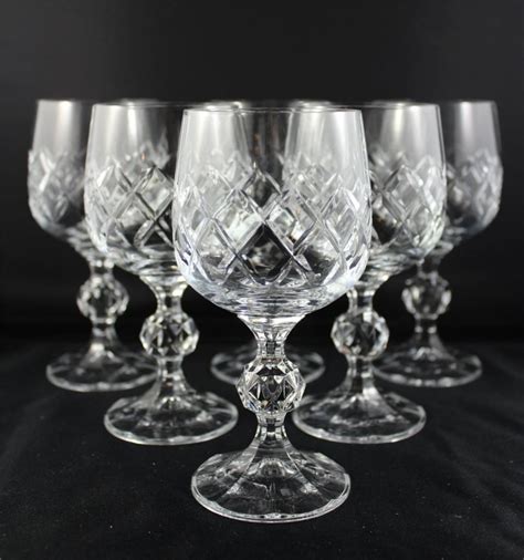 Stunning Bohemia Diamond Cut Crystal Wine Glasses