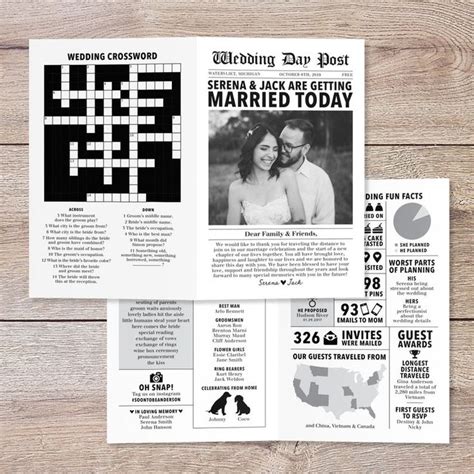 mini newspaper wedding program template editable timeline etsy wedding newspaper newspaper