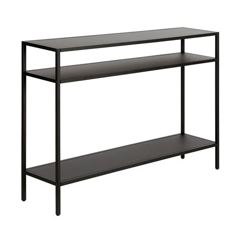 Evelynandzoe Contemporary Metal Console Table With Metal Shelves