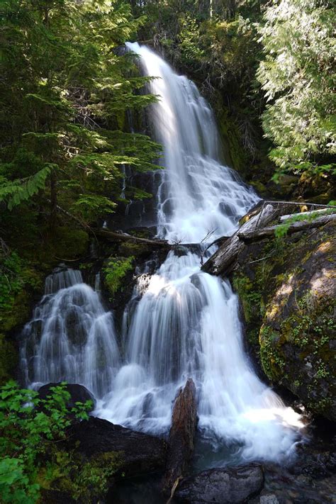 Falls Creek Falls Roadside Waterfall In Mt Rainier