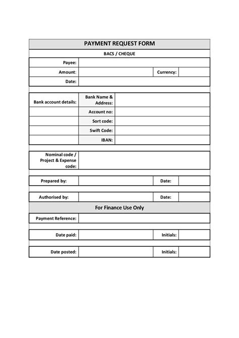 Payment Request Form Printable Microsoft Word And Pdf A4 Etsy