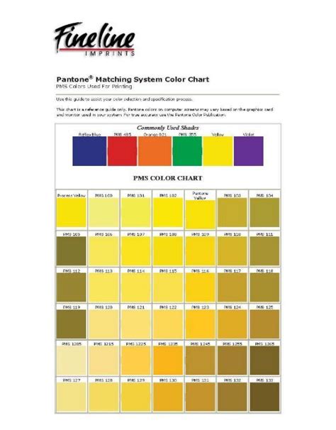 Pantone Matching System Color Chart Pms Fineline Imprints