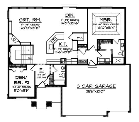 Ranch floor plans often combine living and dining areas into one, with a hallway that leads to the family room and bedrooms in the. The Torio Craftsman Ranch Home has 2 bedrooms and 2 full ...