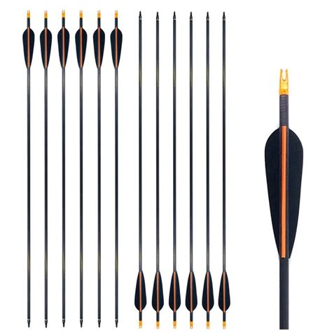 Archery Arrows Spine 400500600 Carbon Shaft With 4 Vanes For Hunting