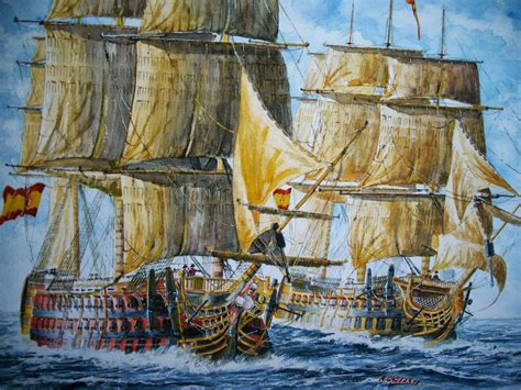Spanish Warships Old Sailing Ships Ship Paintings Sailing Vessel