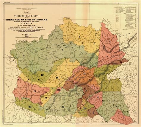 Cherokee Nation 1884 1 Cession Boundaries Kroll Antique Maps