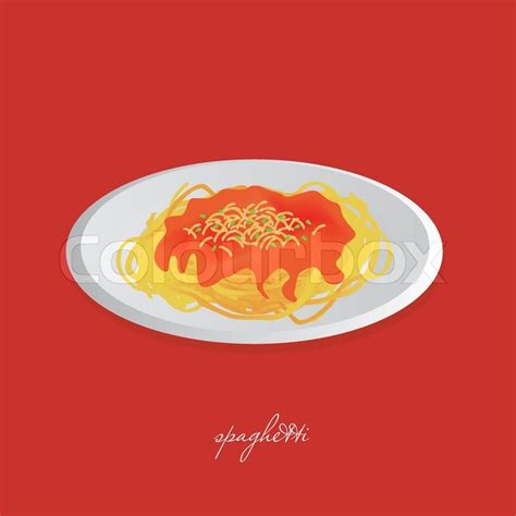 Tasty Spaghetti With Tomato Sauce On Stock Vector Colourbox