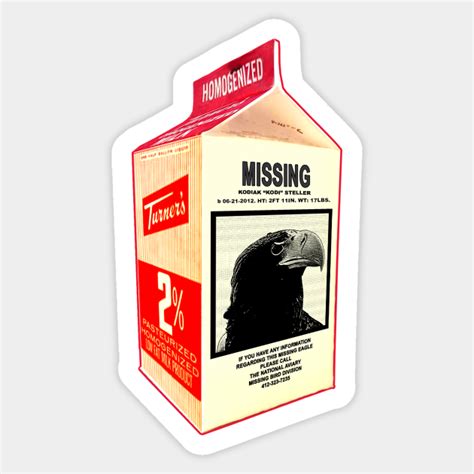 Kodiak Missing Milk Carton Stellers Sea Eagle Sticker TeePublic
