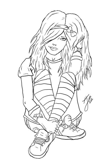 Pics Of Goth Emo Anime Coloring Page Gothic Anime Girl Coloring Home