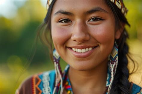 Premium Photo Smiling Native American Woman