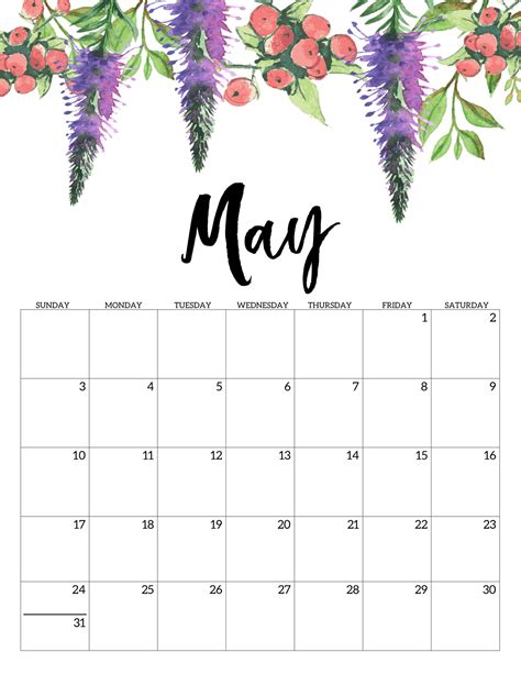 Free Printable Calendar 2020 Floral Paper Trail Design