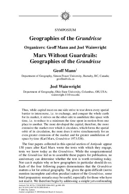 Pdf Geographies Of The Grundrisse Joel Wainwright