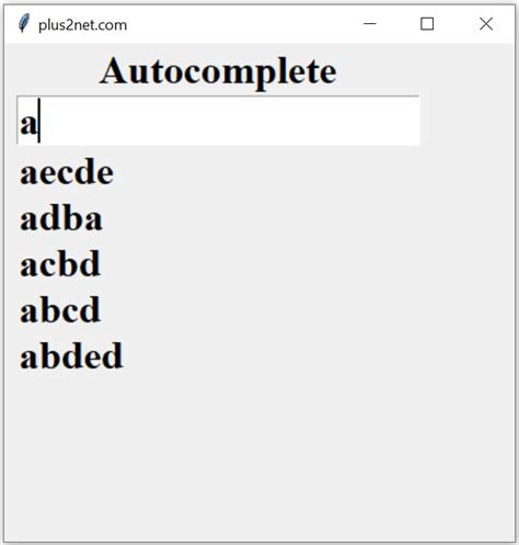 Autocomplete Using Entry And Listbox In Tkinter Window For String