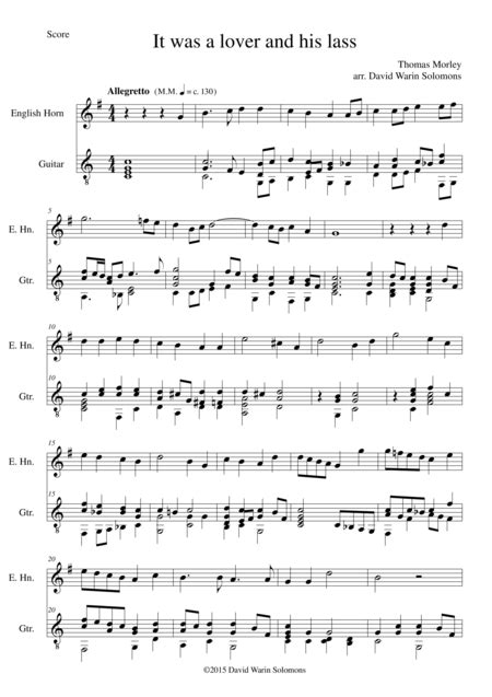 It Was A Lover And His Lass For Cor Anglais And Guitar Free Music Sheet