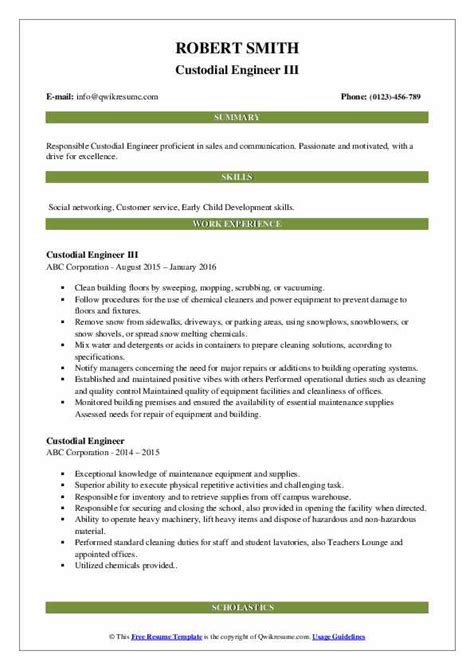 To obtain a position as a desktop support engineer with atech utilizing software, hardware and troubleshooting experience in order to provide the company with a solid it support. Custodial Engineer Resume Samples | QwikResume
